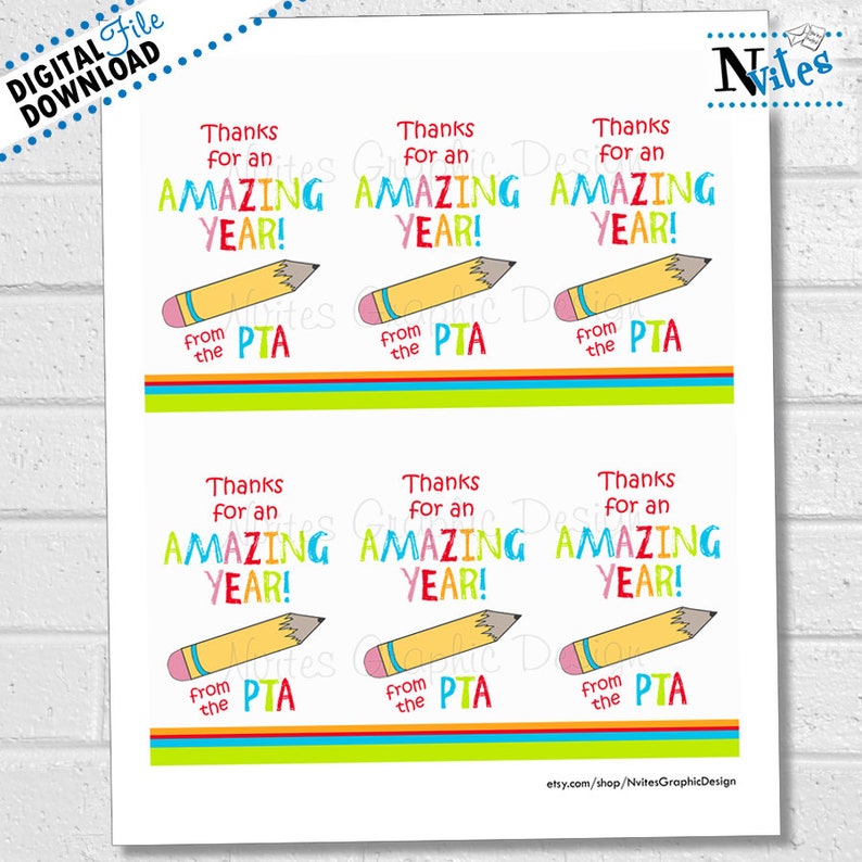 PTA Thank You Tags Teacher Gift Tag School Thank You Tags Etsy