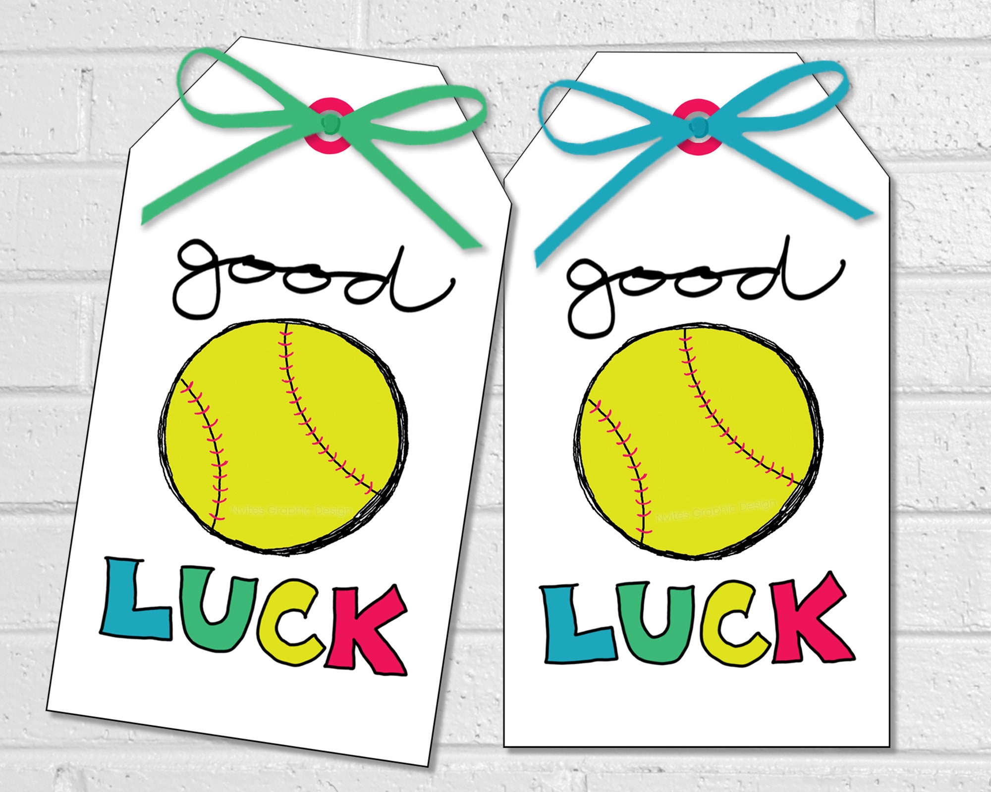 Softball Good Luck Tags Softball Team Treat Labels Printable Etsy