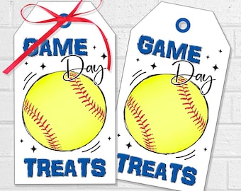 Softball Game Day Treat Tags, Team Good Luck Goodie Bags (Digital Download)