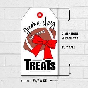 Football Treat Tags, Red Bow Game Day Goodie Bag Favors (digital ...