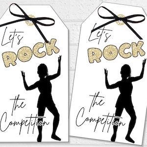 Etiquettes porte-bonheur pour concours de danse, étiquettes de faveur d'équipe pompons imprimables et autocollants, cadeaux esprit escouade et pom-pom girl