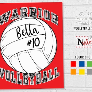 Letrero de casillero de voleibol imprimible, colgador de puerta del hotel del equipo de voleibol, decoración de voleibol personalizada, nombre y equipo del letrero de voleibol personalizado