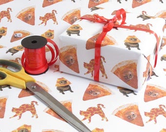 Space Pizza Cat Kitten Gift Wrap Wrapping paper Birthday Gift Wrap Present Wrapping Paper Bff Giftwrap Funny Wrapping Paper Pussy cat