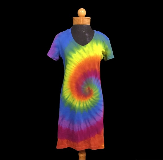 rainbow tie dye t shirt dress
