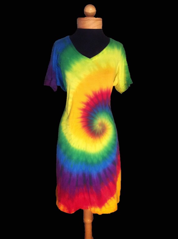 rainbow tie dye t shirt dress