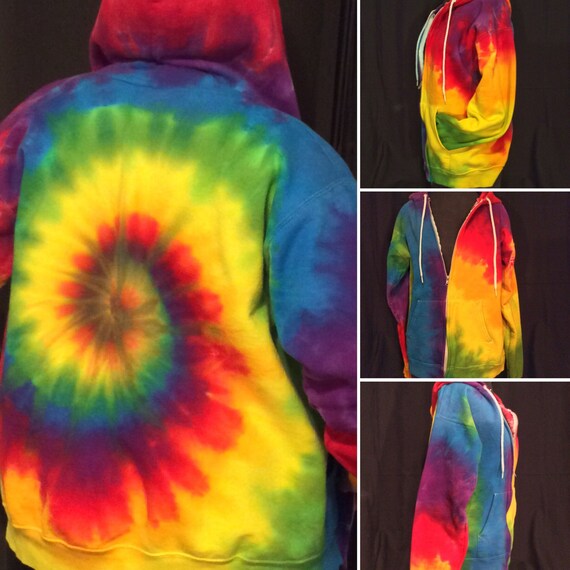rainbow tie dye zip up hoodie