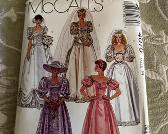 McCalls Vintage 1988 wedding formal prom dress sewing pattern size 14