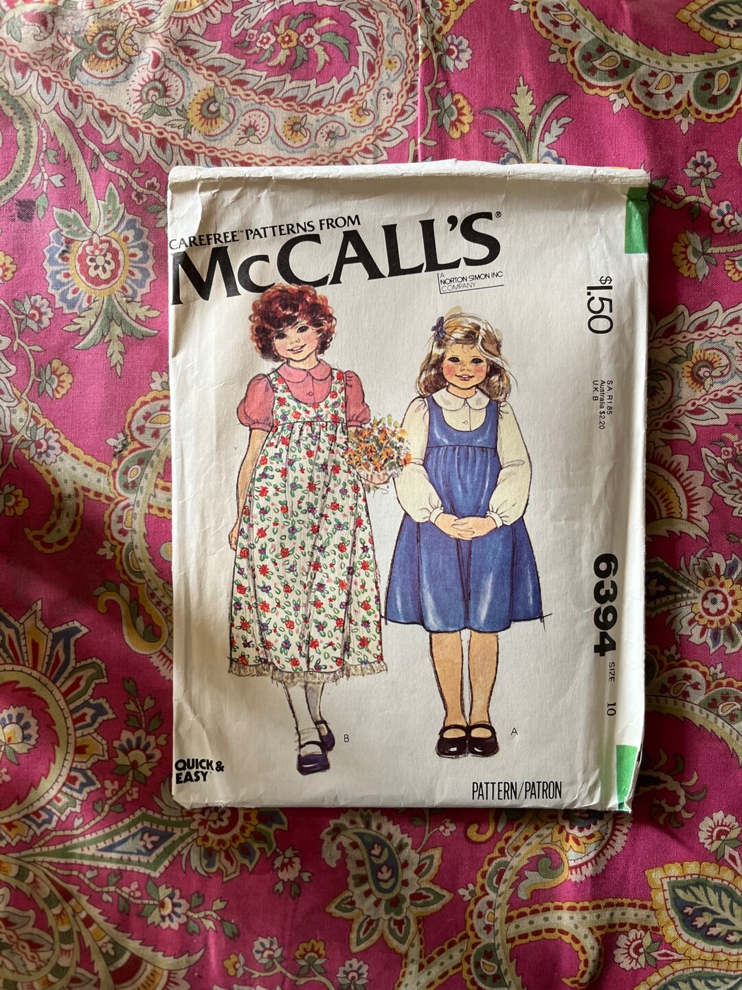 Mccalls Vintage 6394 Sewing Pattern Children's Dress and Etsy