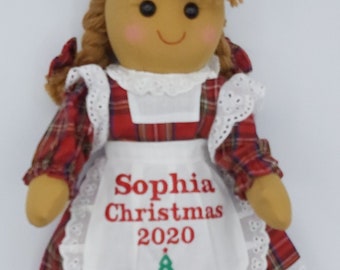 Personalised Rag Doll Tartan dress Christmas