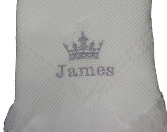 Personalised baby shawl gift keepsake with crown birth baby shower christening gift