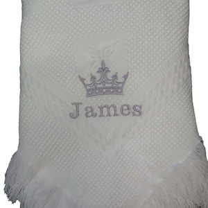 Personalised baby shawl gift keepsake with crown birth baby shower christening gift
