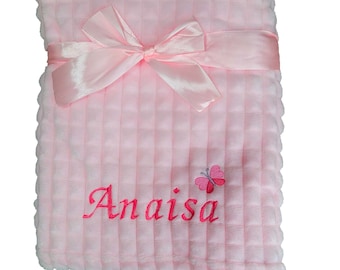 Personalized Baby Blanket, Embroidered Butterfly Gift