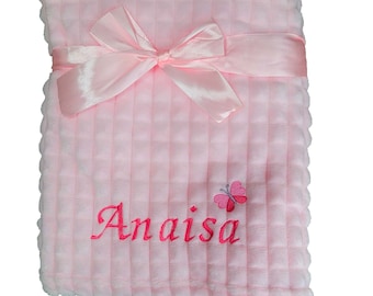 Personalised Baby Blanket embroidered New Baby Gift Luxury baby boy baby girl gift butterfly