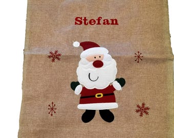 Personalised deluxe embroidered large hessian santa sack Christmas sack childrens toy sack fully lined