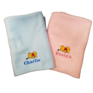 Personalised winnie the pooh baby  blanket,  embroidered fleece blanket , boy girl neutral gift, baby shower,  keepsake, bespoke gift