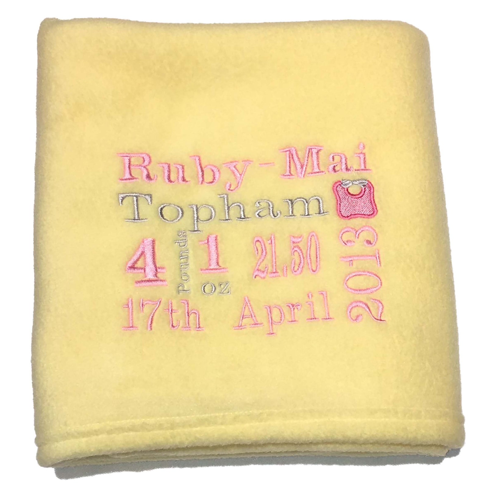 Personalised baby blanket with birth details birth block Etsy