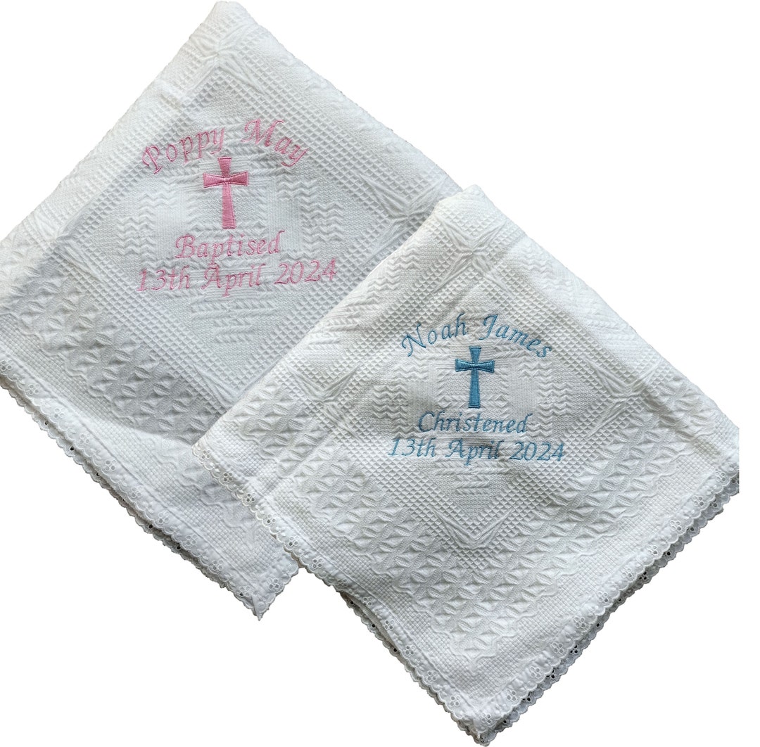 personalised baptism shawl