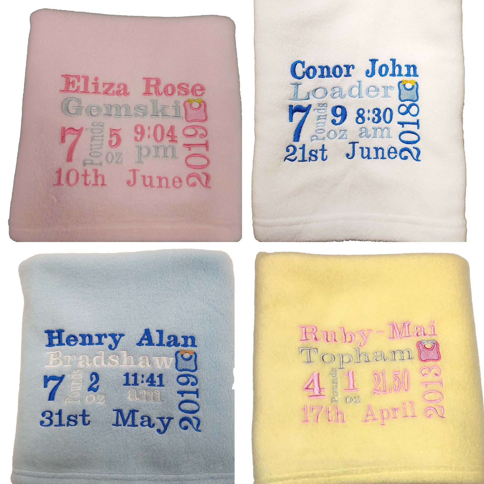 Personalised baby blanket with birth details birth block Etsy