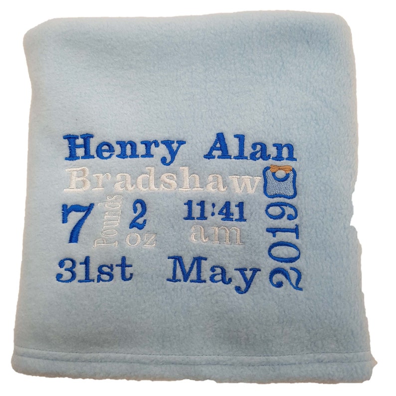 Personalised baby blanket with birth details birth block Etsy