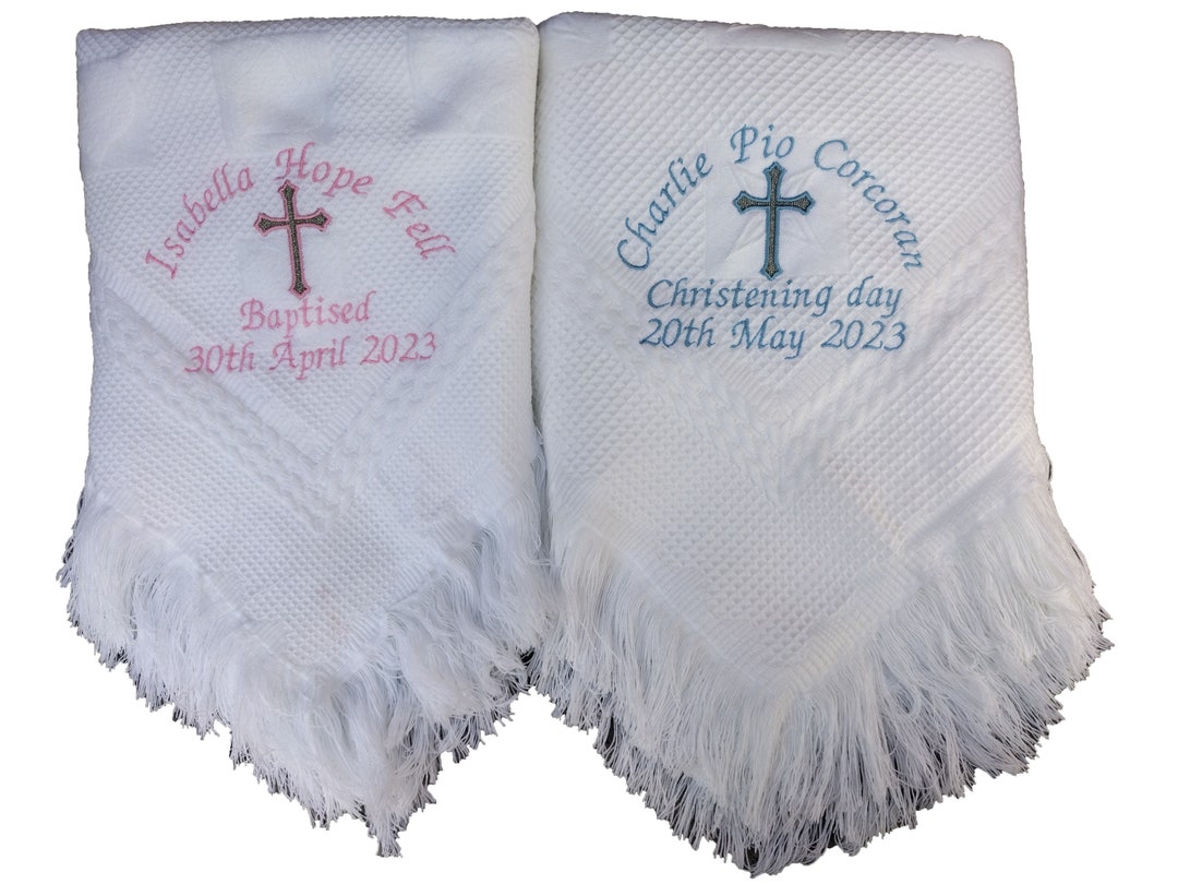 personalised baptism shawl