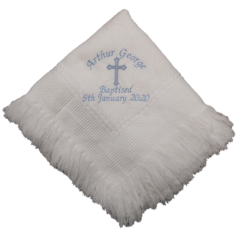 personalised baptism shawl