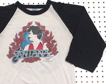 Années 70 CARLOS SANTANA BAND raglan t shirt les tricots 1979 carlos santana guitariste vintage concert t shirt fabriqué aux usa années 70 acide psychédélique