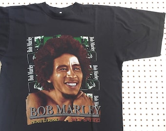 Années 90 BOB MARLEY t shirt xl portrait natural mystic the wailers vintage bob marley reggae peter tosh irie jamaica rasta weed double face