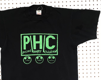1988 PISSED HAPPY CHILDREN punk t shirt large by hardcore graphix og straight edge vintage fruit of the loom double side infest cadavre ca