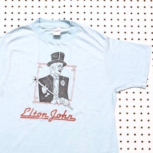 73 ELTON JOHN t shirt anvil ched made in usa tour music rock top hat record label vintage band t shirt elton john tour