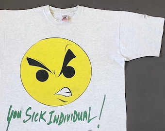Années 90 FREEZE NYC sick t shirt individuel xl fabriqué aux États-Unis fruit du métier à tisser smiley visage vintage smiley face t shirt couleurs croisées spike lee nyc