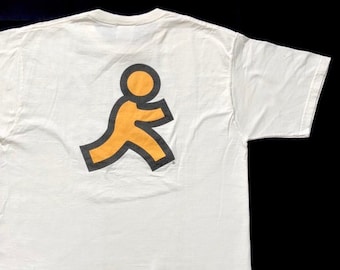 Années 90 AOL buddy t shirt moyen vintage ordinateur internet apple windows mac messagerie instantanée chat fruit du métier à tisser usa
