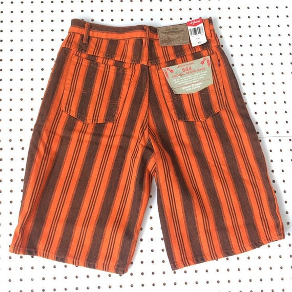 striped jean shorts