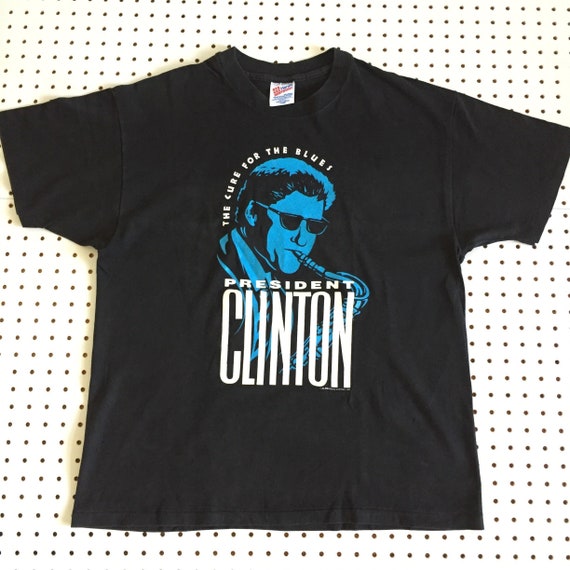 90s BILL CLINTON BLUES T Shirt Xl Made in Usa 1992 Jazz Saxophone 