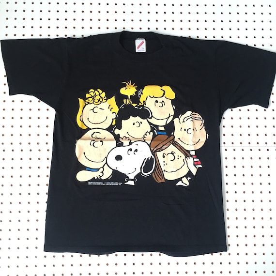 PEANUTS T Shirt Linus Lucy Brown Snoopy Made in - Finland