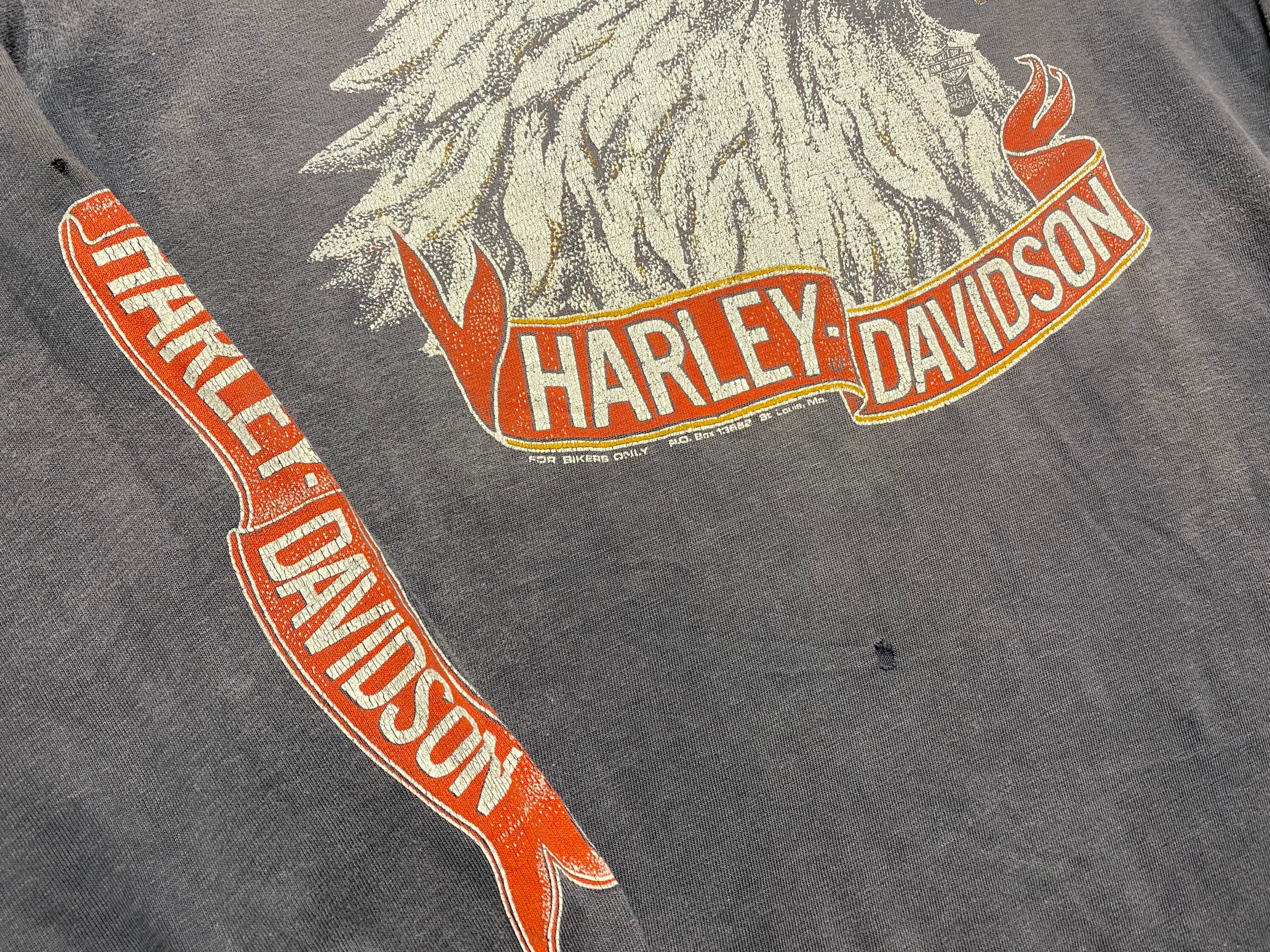 80s HARLEY DAVIDSON Medium Hanes Beefy for Bikers Only Long - Etsy