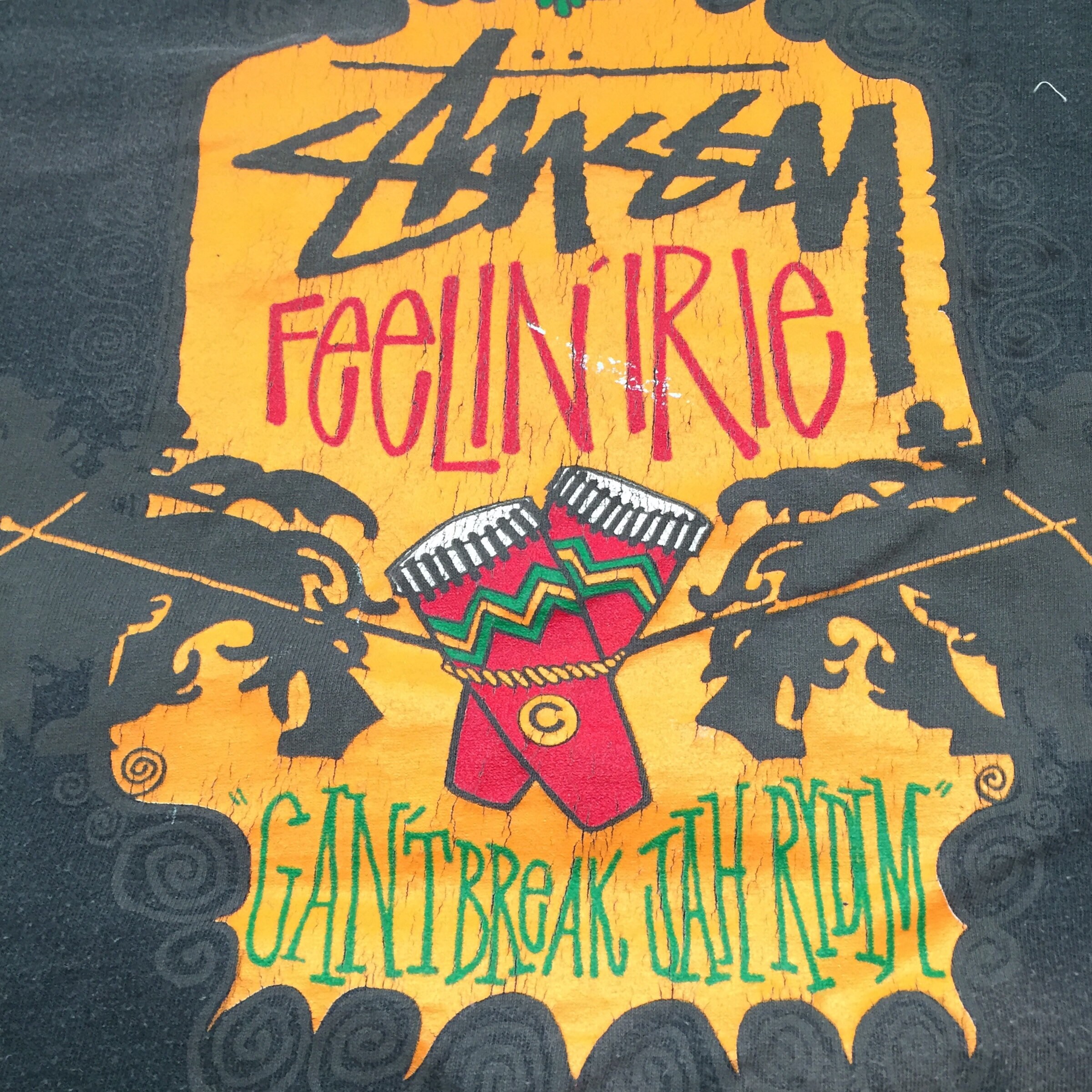 90s STUSSY T Shirt Large Made in Usa Jah Wear Rasta Feelin Irie 