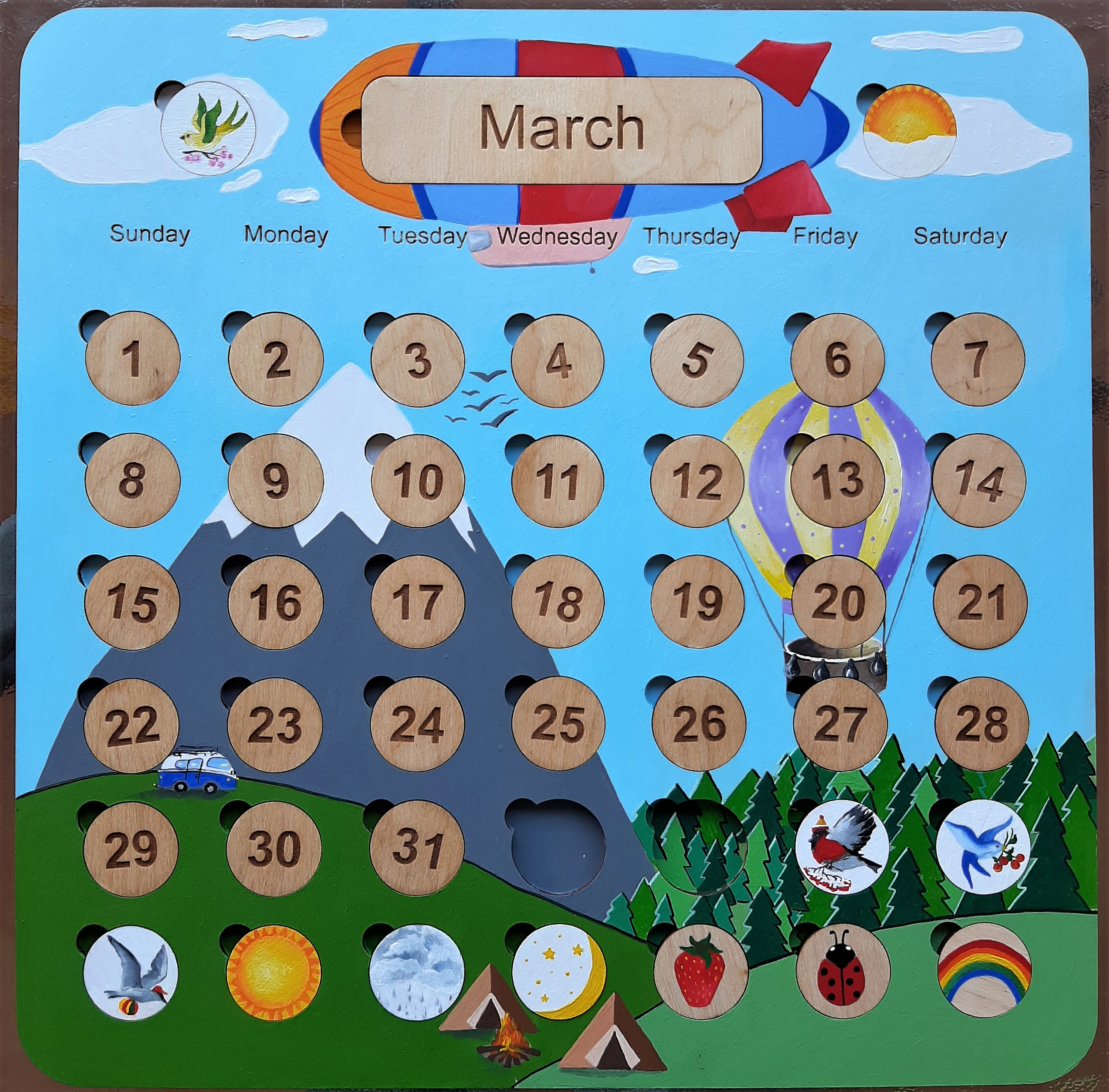 Montessori Wooden Calendar Megan May Montessori Wooden Calendar Megan May