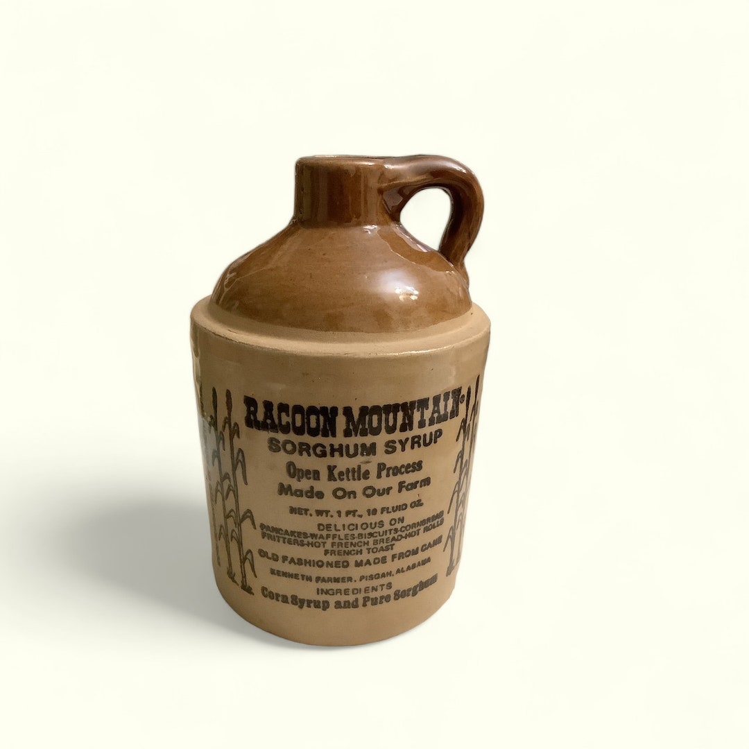 Vintage Racoon Mountain Sorghum Crock Jug, Craze, Kenneth Farmer ...