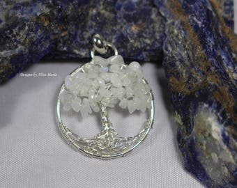 Handmade Wire Wrapped Tree of Life Moonstone Pendant #17-230