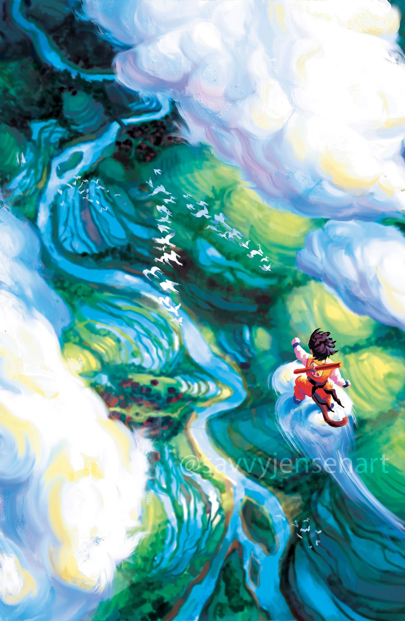 Flying Nimbus Art Print Etsy