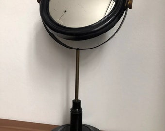 Free shipping Very rare 19thc  scientific convex standing mirror 42cm ebonised wood and brass maker’s stamp French