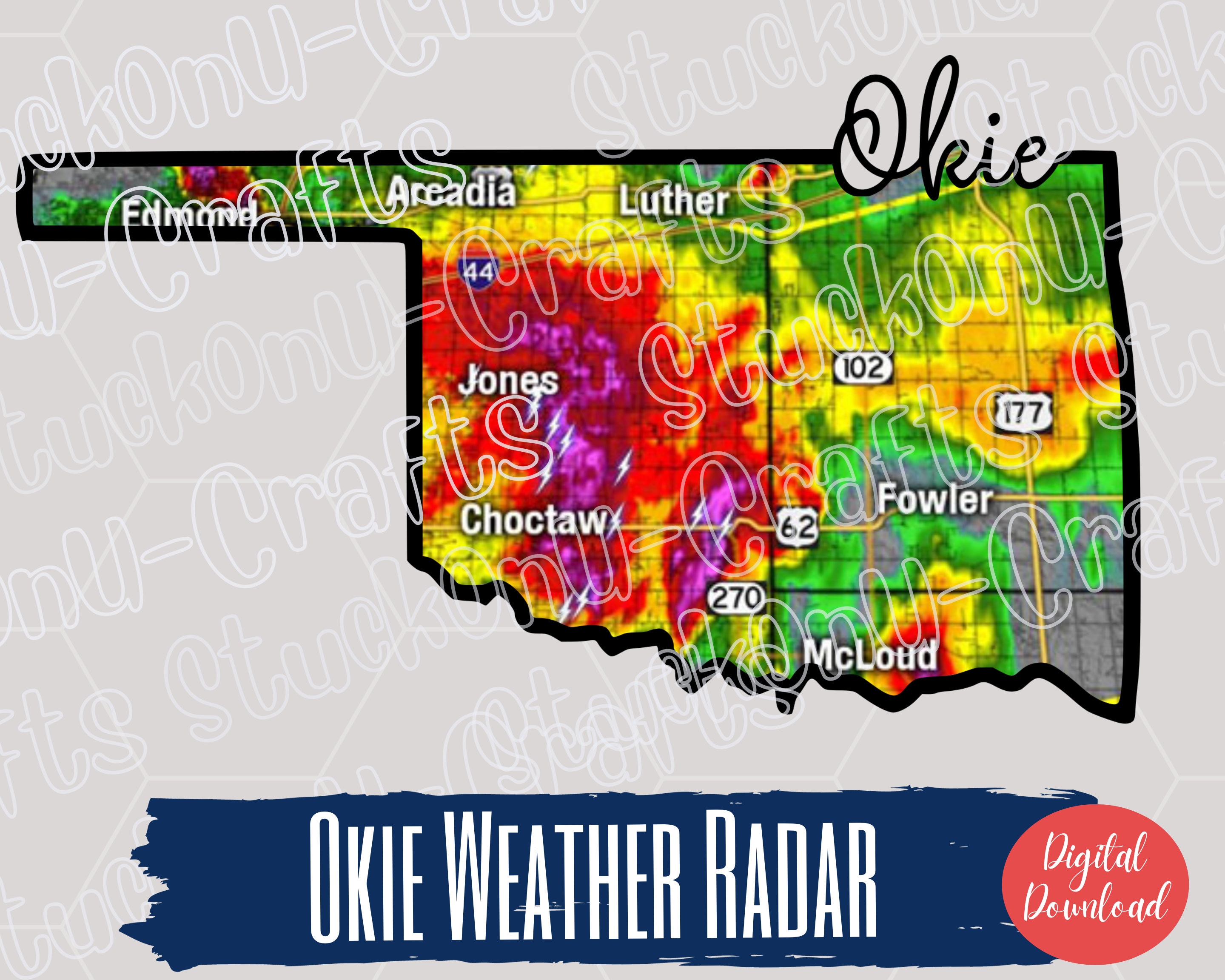 Okie Weather Radar PNG Design, Tornado Design, Doppler Radar