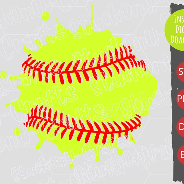 Softball Splatter SVG, Paint Splash,Cut file,Vinyl,EPS,PNG,Printable,Clipart,Cricut,Silhouette,Instant download,sports