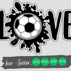 Love Text Soccer Cut File, PNG Design,Soccer SVG, Soccer Mom Design, Instand Download Digital