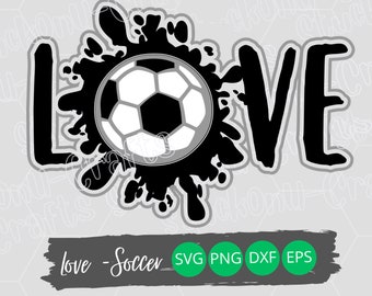 Love Text Soccer Cut File, PNG Design,Soccer SVG, Soccer Mom Design, Instand Download Digital