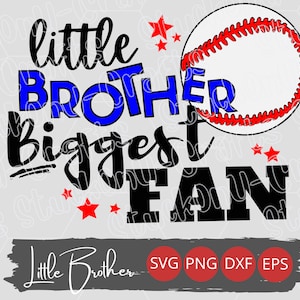 Kleiner Bruder größter Fan Baseball SVG-Schnittdatei, Baseball Sibling Shirt Design, PNG, Instand Download Digital