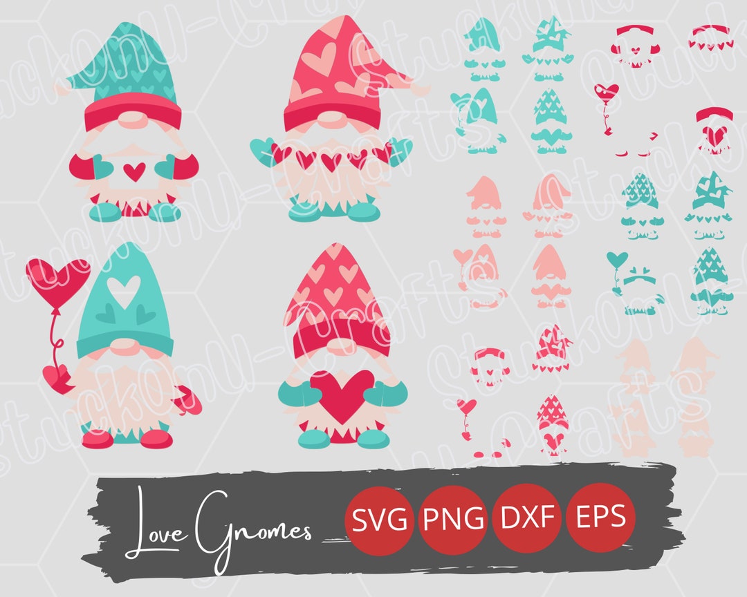 Valentine's Day Gnomes SVG Cut File Bundle, Silhouette and Cricut ...