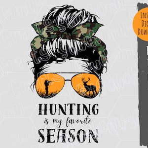 Diseño de moño desordenado para la temporada de caza, PNG de la temporada de ciervos, sublimación de moño desordenado, descarga digital, diseño para imprimir en vinilo
