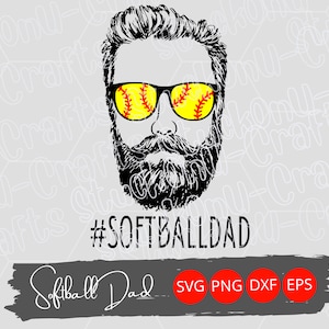 Hipster Softball Dad Design, Softball Dad, Dad Life, PNG, Cut File, Instant Digital Download