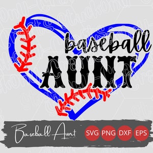 Baseball Aunt Heart and Laces SVG, Design della camicia da baseball da donna, Design della camicia della Little League per famiglie